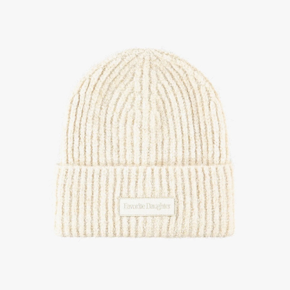 Favorite Daughter Logo Patch Rib Beanie